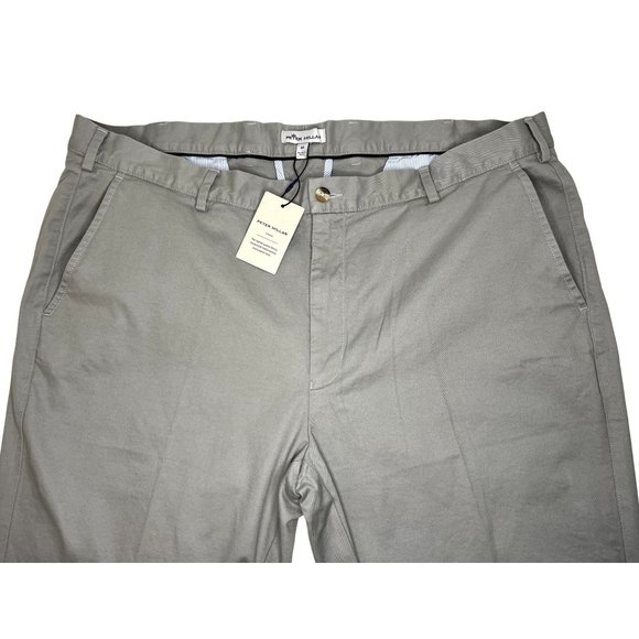 Peter Millar Crown Men's Various Size Stone Gray Twill Pima Cotton Chino Pants - Picture 3 of 11